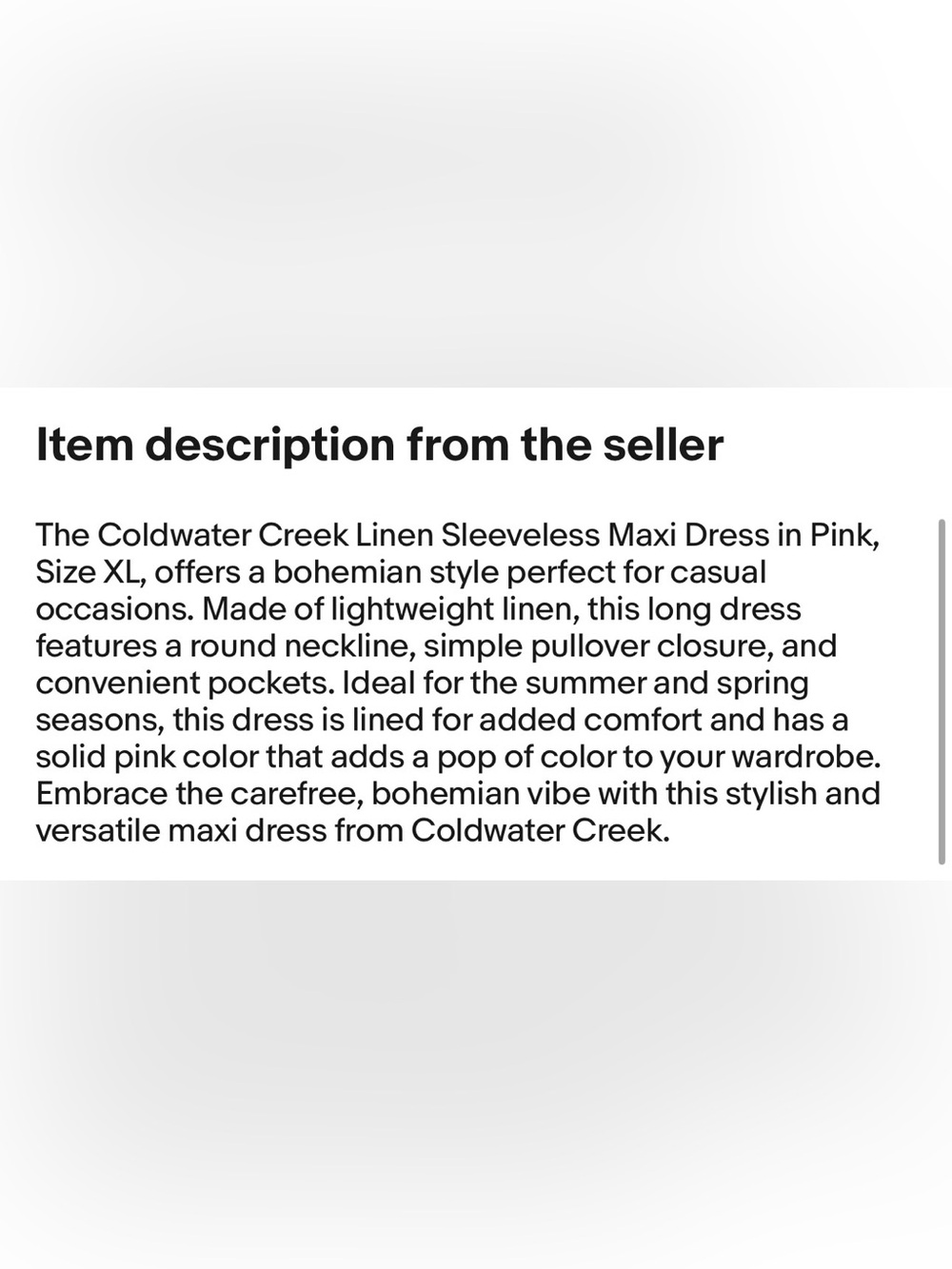 Coldwater Creek Linen Sleeveless Maxi Dress Sz 1X Pockets Asymmetrical Pink Boho - Picture 14 of 14